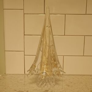 Vintage Maurano Style Glass Tree With Gold Coloring Inside